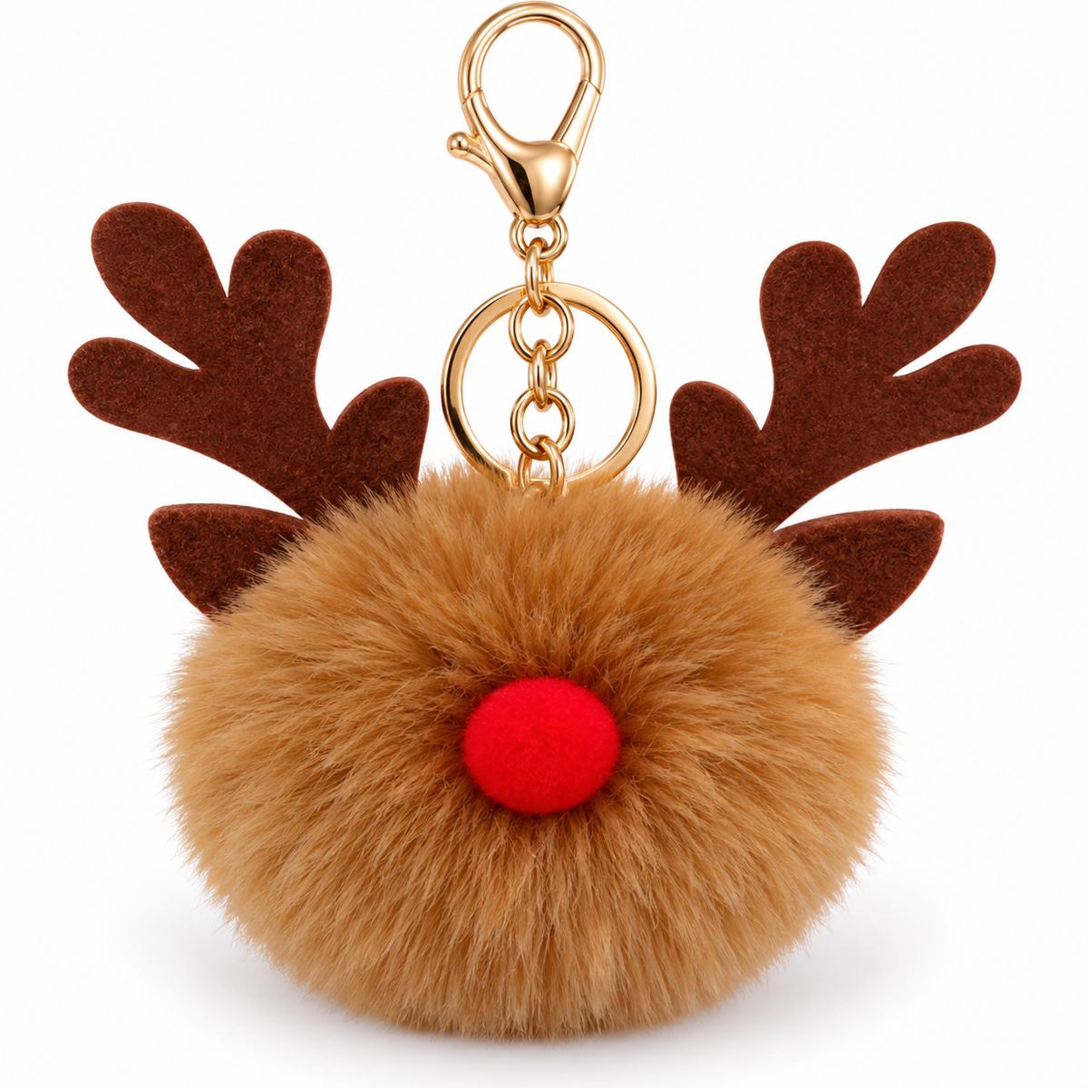 Holiday Reindeer Pom-Pom Keychain