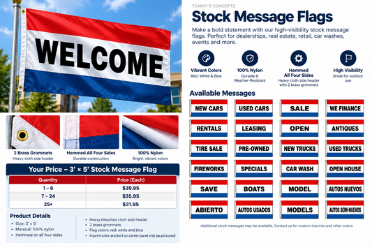 Custom Stock Message Flag 3'x'5'
